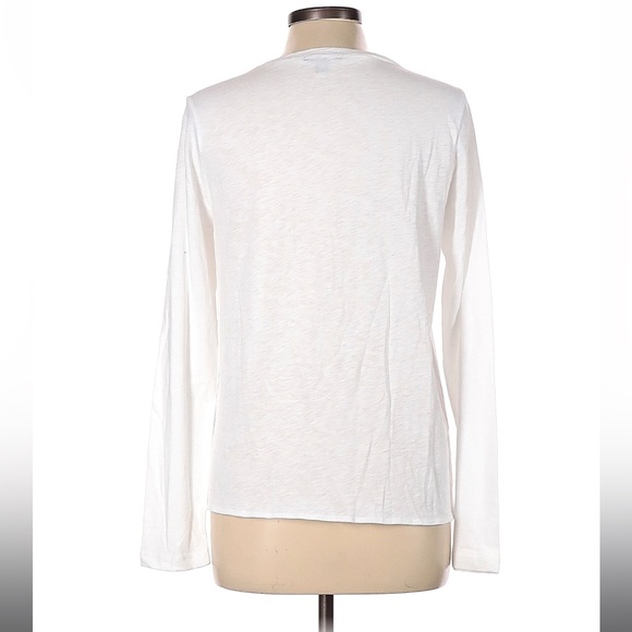 J. Crew Mercantile White Long Sleeve Tie-Front Top with Pocket - Picture 2 of 5